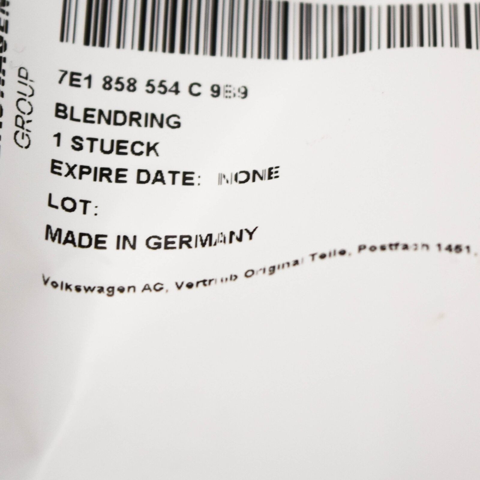 NEW VW TRANSPORTER T6 RIGHT WING MIRROR RING TRIM 7E1858554C9B9 LHD ORIGINAL