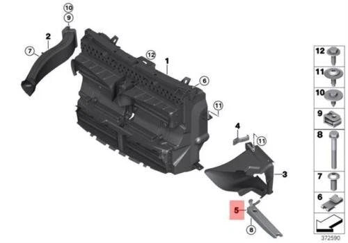 NEW BMW F45 F46 RADIATOR AIR DUCT HOLDER LOWER LEFT 7325044 51747325044 ORIGINAL
