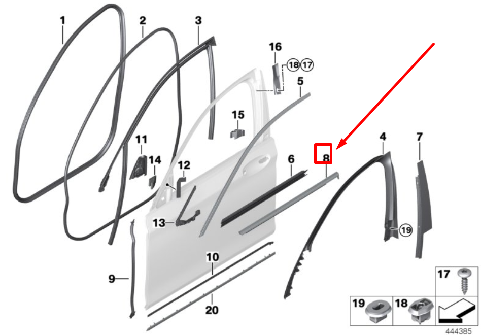 new bmw g11,g12 front right door outer weatherstrip 51337437864 7437864 original