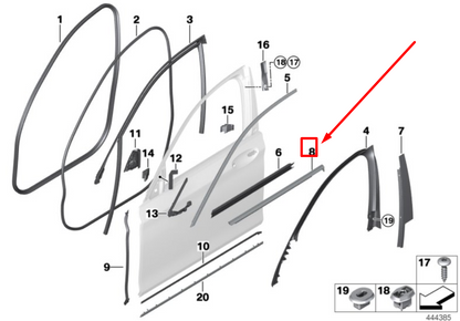 new bmw g11,g12 front right door outer weatherstrip 51337437864 7437864 original