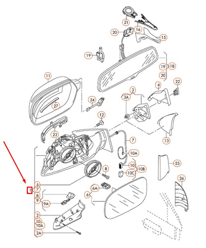 NEW AUDI A3 8P FRONT LEFT DOOR MIRROR EXTERIOR LHD 8P1858531EB01C