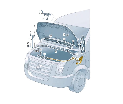 NEW VOLKSWAGEN CRAFTER 2E FRONT BONNET HOOD LOCK CABLE 2E0823530A
