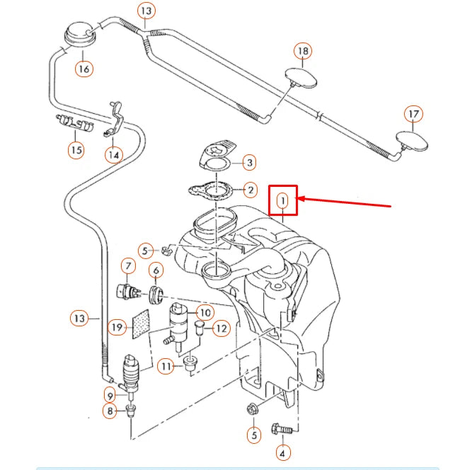 NEW AUDI A8 D3 WINDSHIELD WASHER FLUIDE RESERVOIR TANK 4E0955453J ORIGINAL