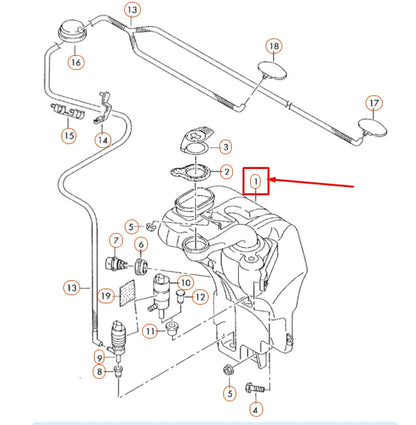 NEW AUDI A8 D3 WINDSHIELD WASHER FLUIDE RESERVOIR TANK 4E0955453J ORIGINAL