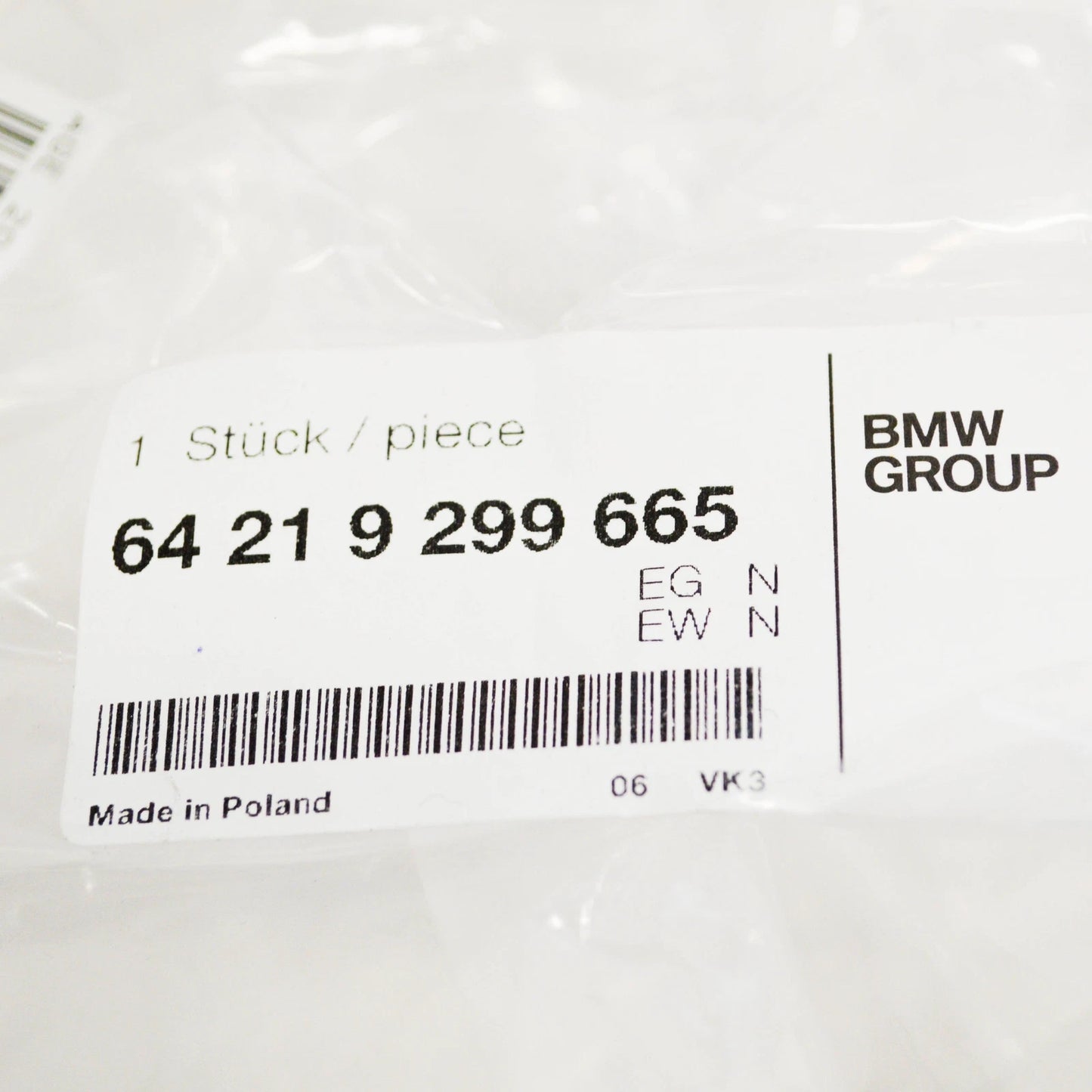 NEW BMW 7 G11 WATER COOLANT PIPE HOSE 64219299665 9299665 ORIGINAL