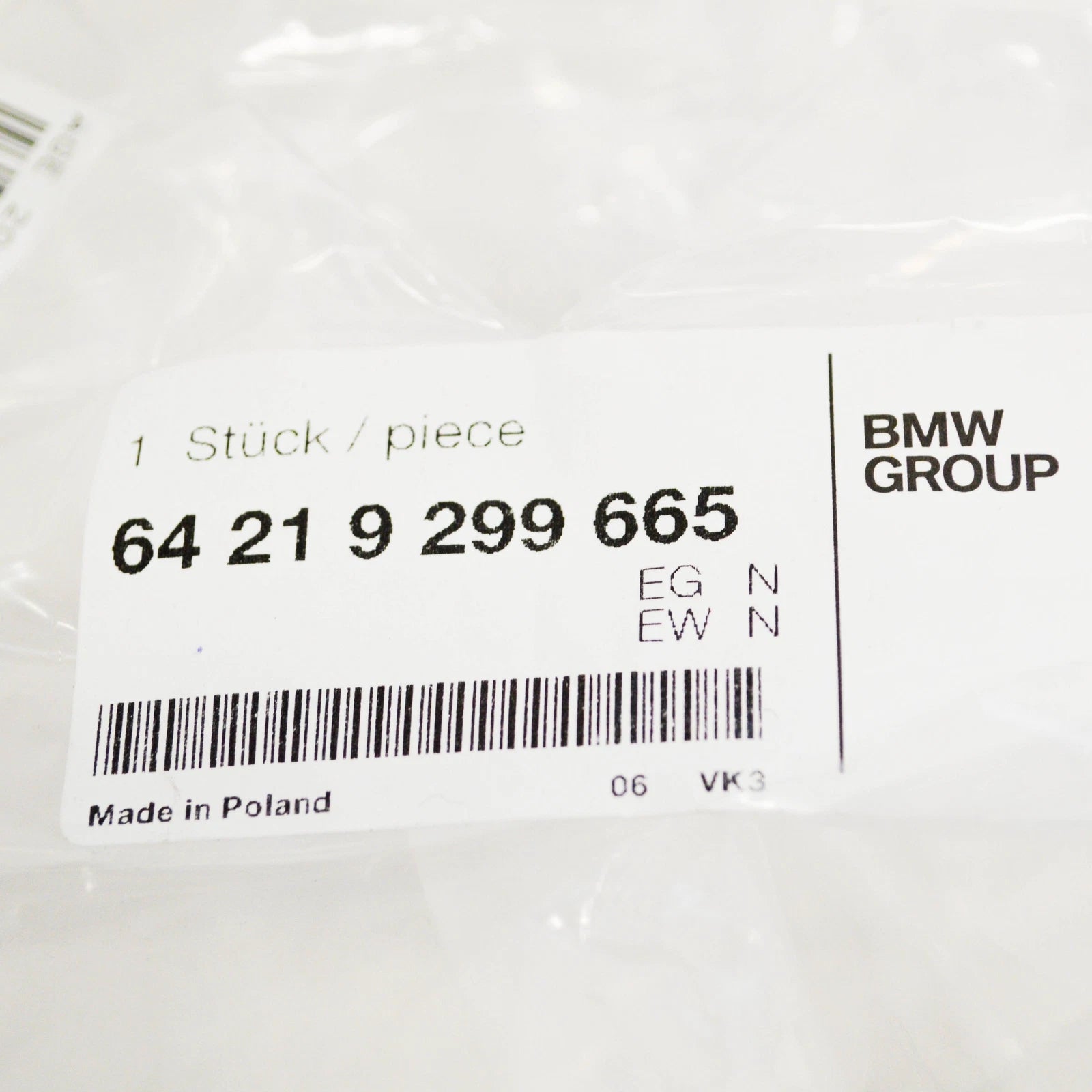 NEW BMW 7 G11 WATER COOLANT PIPE HOSE 64219299665 9299665 ORIGINAL