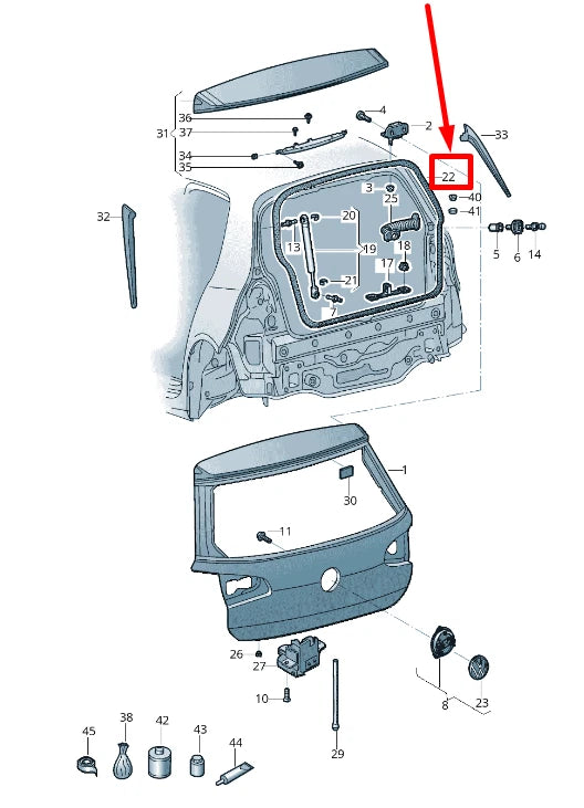 NEW VW GOLF VII VARIANT BA5, BV5 BOOTLID SEAL RUBBER 5G6827705E ORIGINAL