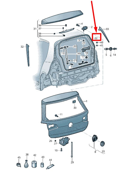 NEW VW GOLF VII VARIANT BA5, BV5 BOOTLID SEAL RUBBER 5G6827705E ORIGINAL