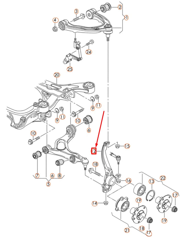 NEW VOLKSWAGEN TOUAREG 7P MK2 FRONT RIGHT WHEEL HUB KNUCKLE 7P6407246A ORIGINAL
