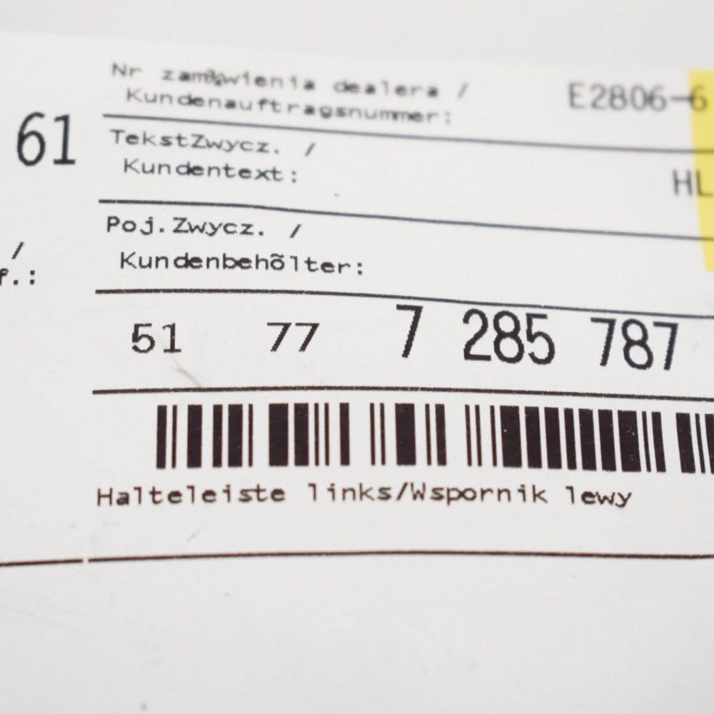 NEW BMW 4 F32 M SIDE SKIRT LEFT ROCKER MOLDING SUPPORT 51777285787 7285787