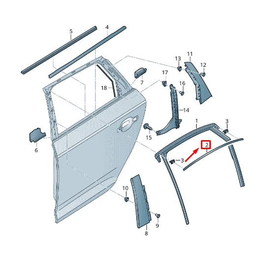 NEW AUDI Q5 FY REAR RIGHT DOOR WINDOW GUIDE TRIM STRIP 80A839644H