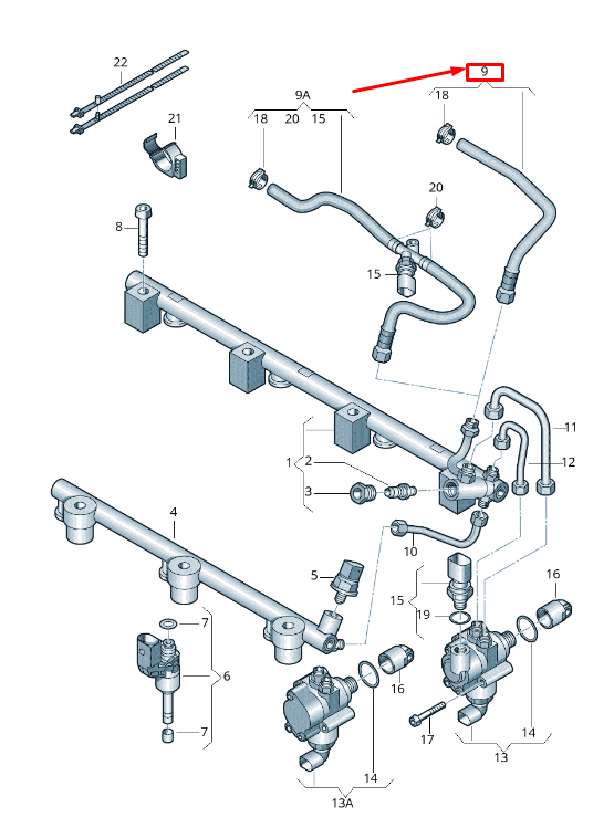 new audi q7 4l fuel feed hose 7l8130295f original