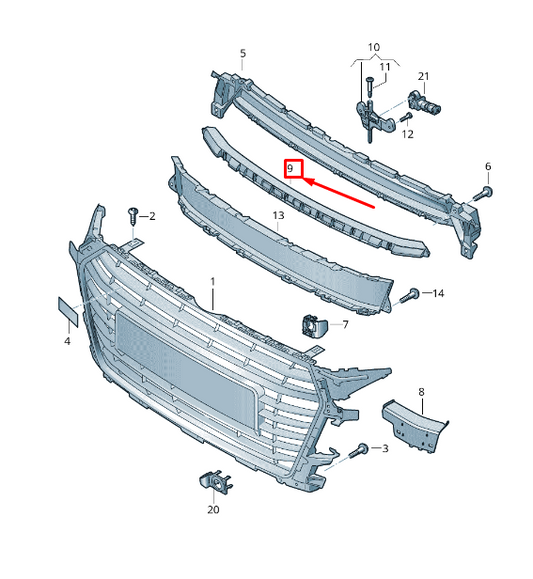 new audi tt fv front center radiator grille cover 8s0807217a9b9 original