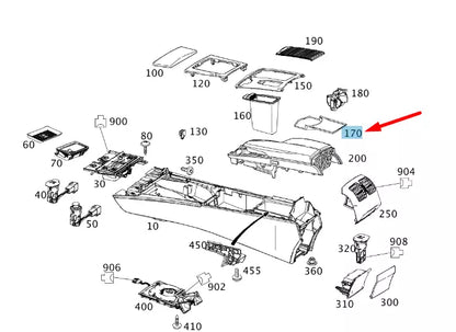 NEW MERCEDES-BENZ C W204 CENTER CONSOLE INSERT LHD A2046830294 ORIGINAL