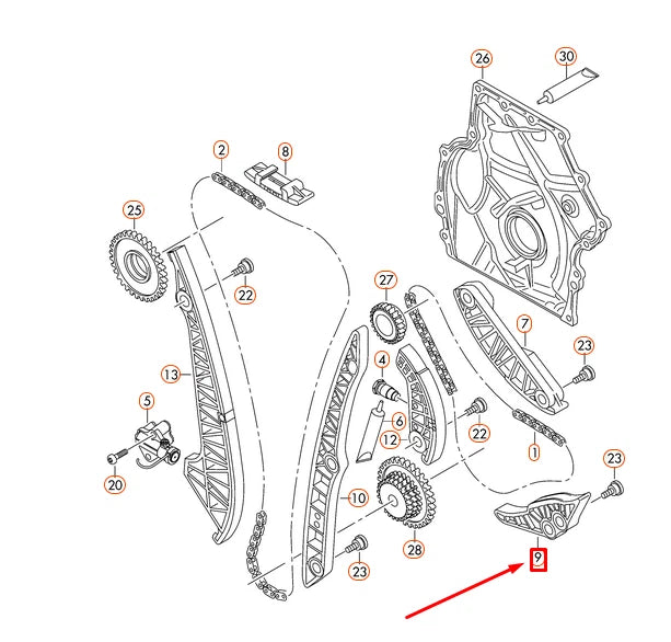 NEW AUDI A3 8P TIMING CHAIN GUIDE 06H109469AH ORIGINAL