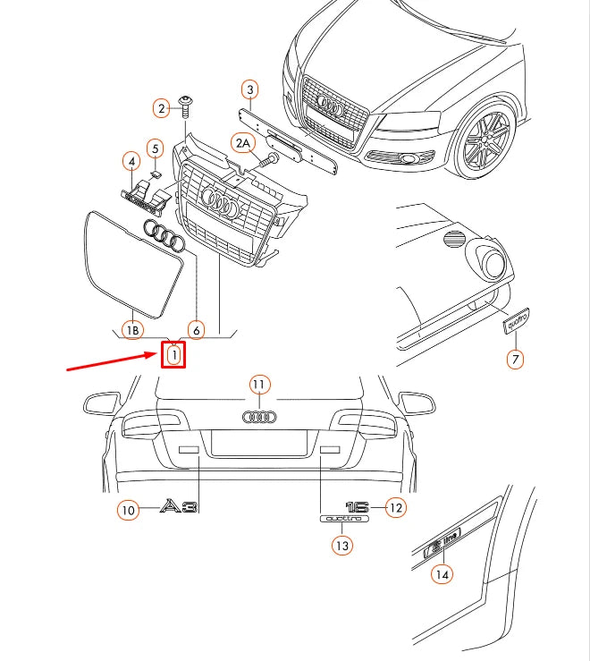 NEW AUDI A3 8P RADIATOR GRILLE 8P0853651PVMZ