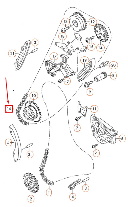 NEW VOLKSWAGEN GOLF 5K MK6 ENGINE TIMING CHAIN 07K109231A ORIGINAL