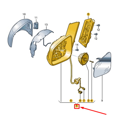 new vw caddy sb mk4 front right side wing mirror 2k7857408j9b9 original