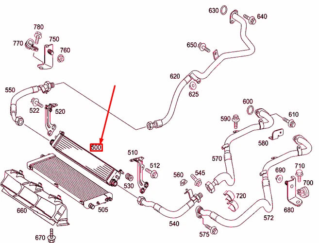 NEW MERCEDES-BENZ SL R230 ENGINE OIL COOLER RADIATOR A2205000500 ORIGINAL