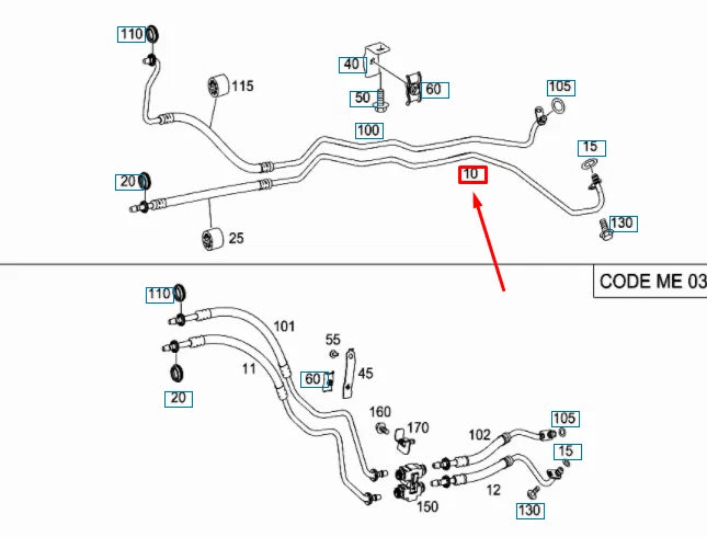 NEW MB ML W164 TRANSMISSION OIL COOLER OUTLET LINE A1645005072 ORIGINAL