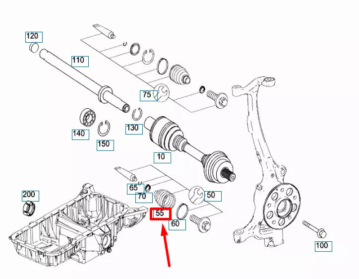 NEW MERCEDES-BENZ S W221 FRONT AXLE SHAFT WHEEL SIDE BOOT A1693660191 ORIGINAL
