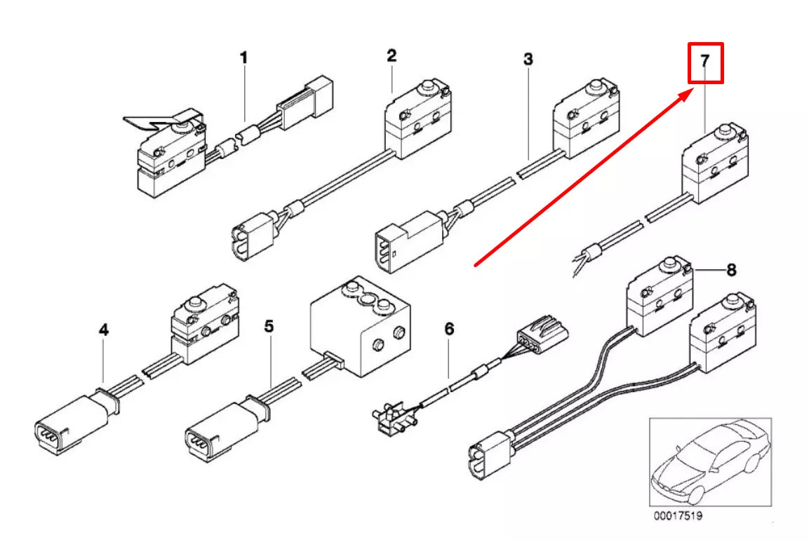 NEW BMW 3 E46 TRUNK LID KEY BUTTON MICRO SWITCH 8185792 51138185792 ORIGINAL