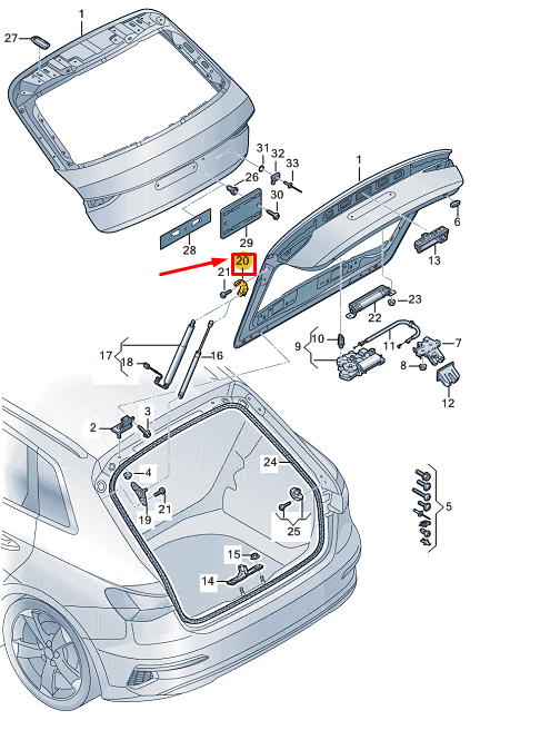 new audi a3 sportback 8y rear left gas filled strut bracket 8y4827605 original