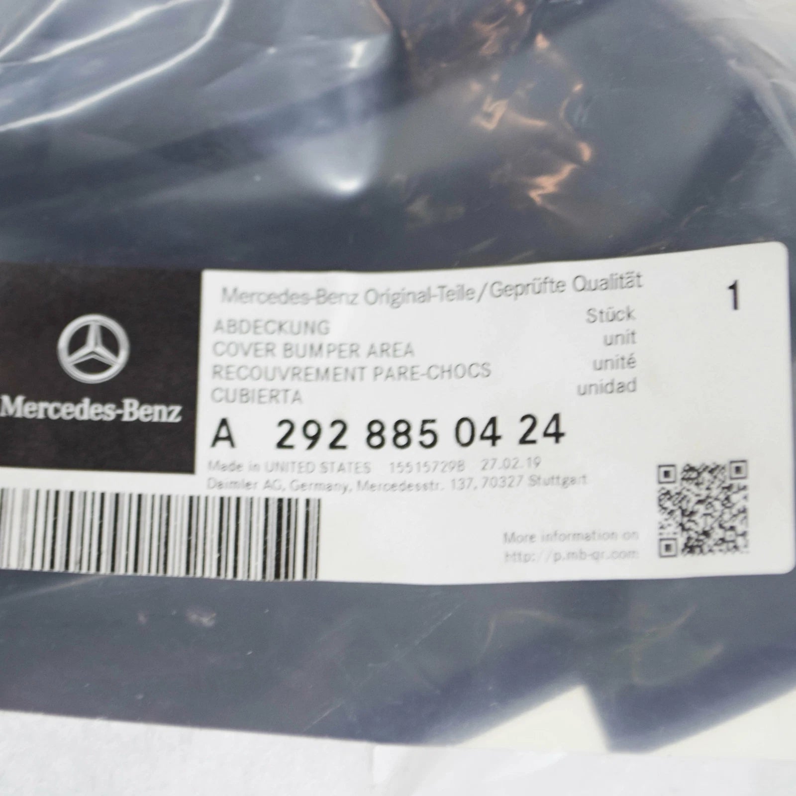 NEW MB GLE COUPE C292 FRONT BUMPER LEFT SIDE COVER A2928850424 ORIGINAL