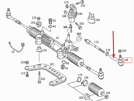 new mb e-class w210 steering rack right tie rod a2103381015 original