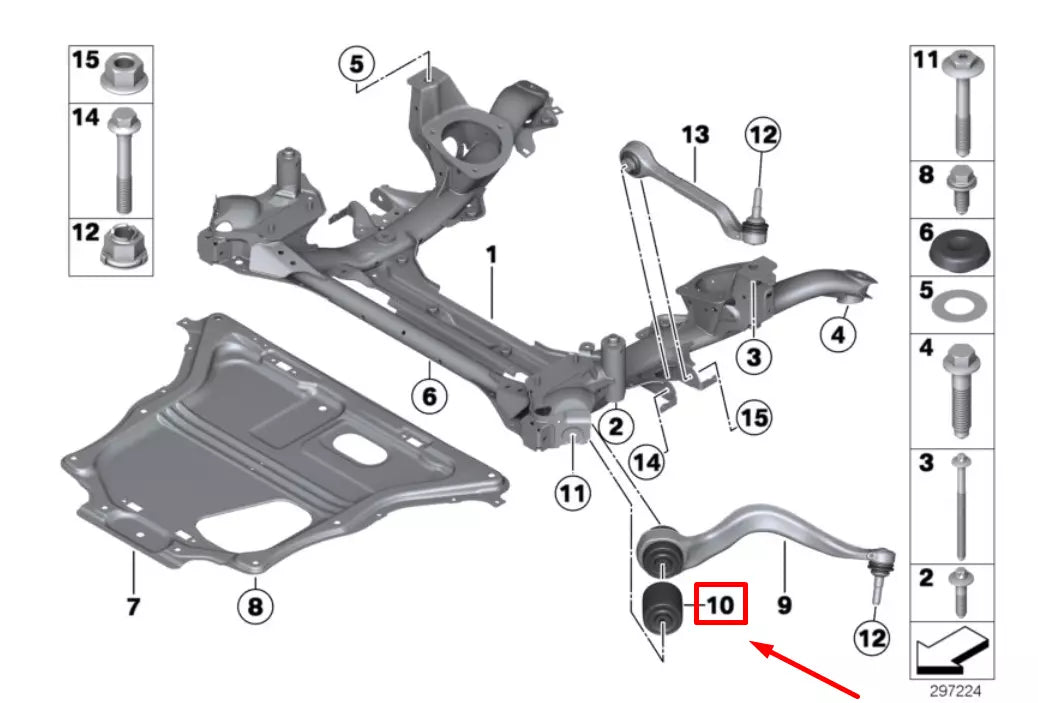 NEW BMW 3 F30 FRONT CONTROL ARM BUSHING 31126854729 6854729 ORIGINAL