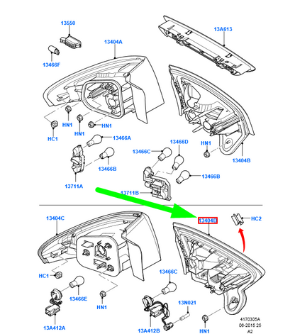 new ford mondeo mk4 rear left inner taillight bs71-13a603-ae 1744244 original