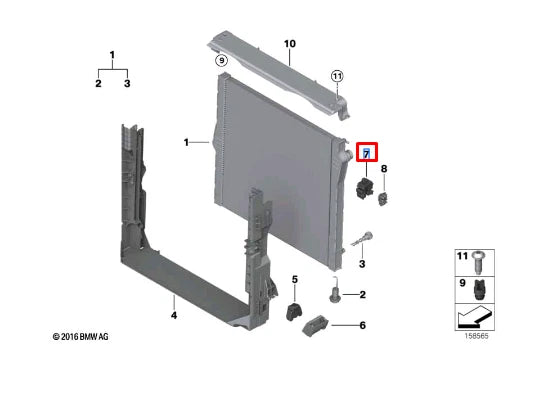 NEW BMW X5 E70 RADIATOR RUBBER MOUNTING 17117553480 ORIGINAL