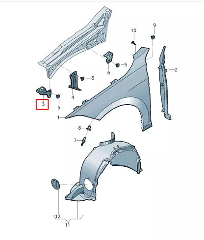 NEW VOLKSWAGEN JETTA MK7 FRONT RIGHT FENDER HOLDER 17A809472