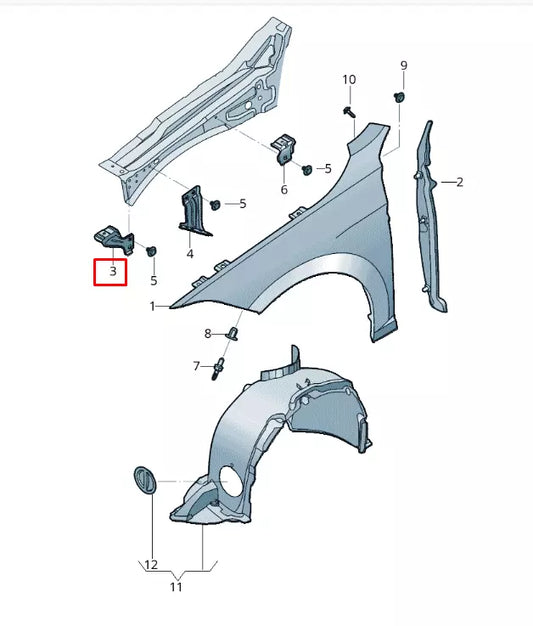NEW VOLKSWAGEN JETTA MK7 FRONT RIGHT FENDER HOLDER 17A809472