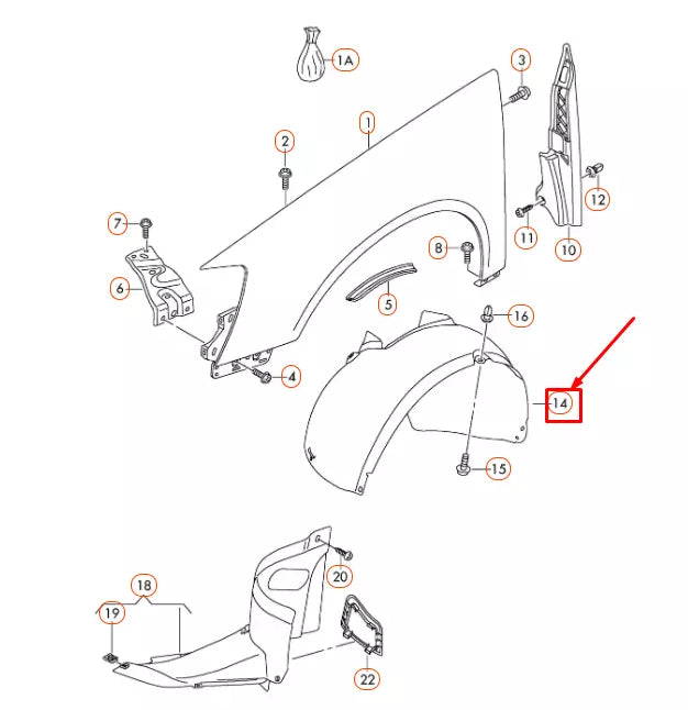 NEW VOLKSWAGEN PASSAT B6 FRONT RIGHT WHEEL HOUSING LINER 3C0805978 ORIGINAL