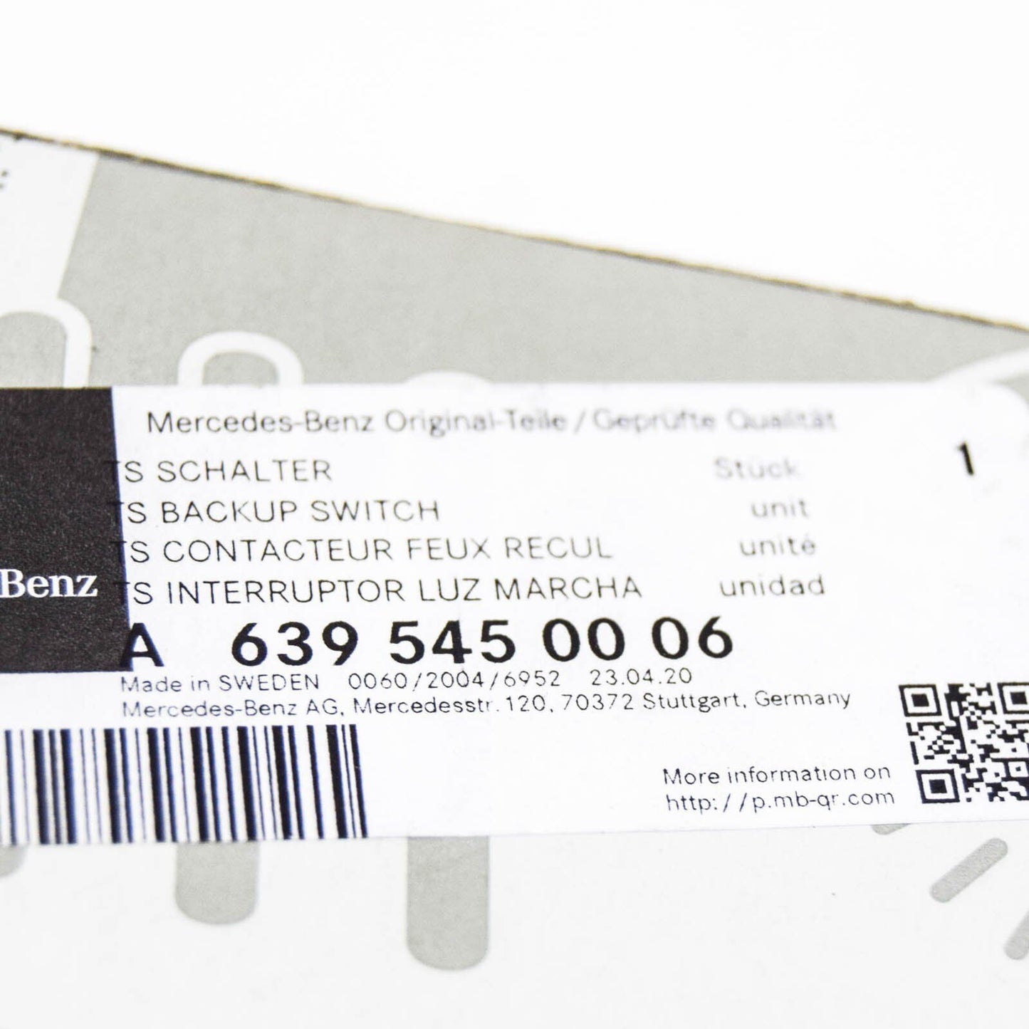 NEW MB VIANO W639 REVERSE LIGHT SWITCH A6395450006 ORIGINAL