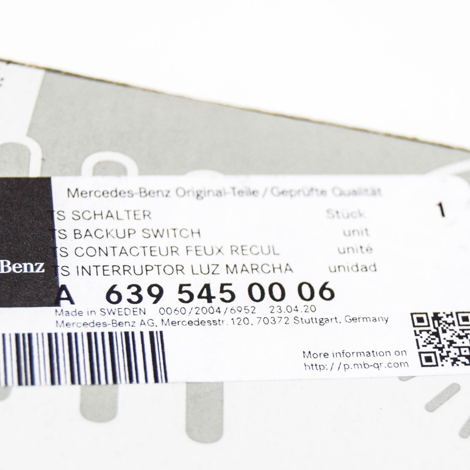 NEW MB VIANO W639 REVERSE LIGHT SWITCH A6395450006 ORIGINAL