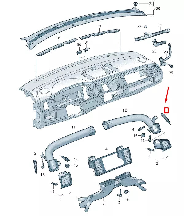 NEW VW TRANSPORTER VI T6 RIGHT DOOR WINDOW AIR VENT 7E0819112A82V