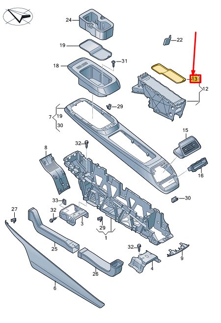 new vw id.4 e21 rear console mat 11a863417a original