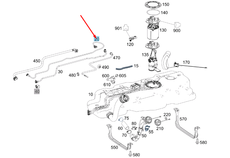 new mercedes-benz vito w447 feed fuel line lhd a4474700864 original