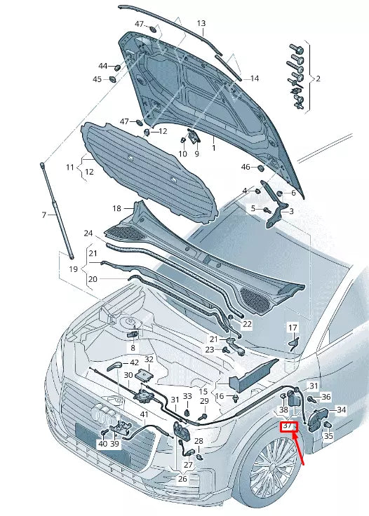 NEW AUDI Q2 GA LEFT BONNET RELEASE HANDLE LHD 81B823533A4PK