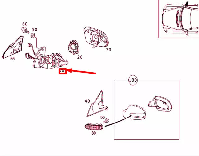 NEW MB SL R230 FRONT RIGHT DOOR FOLDING MIRROR FRAME A2308100876 ORIGINAL