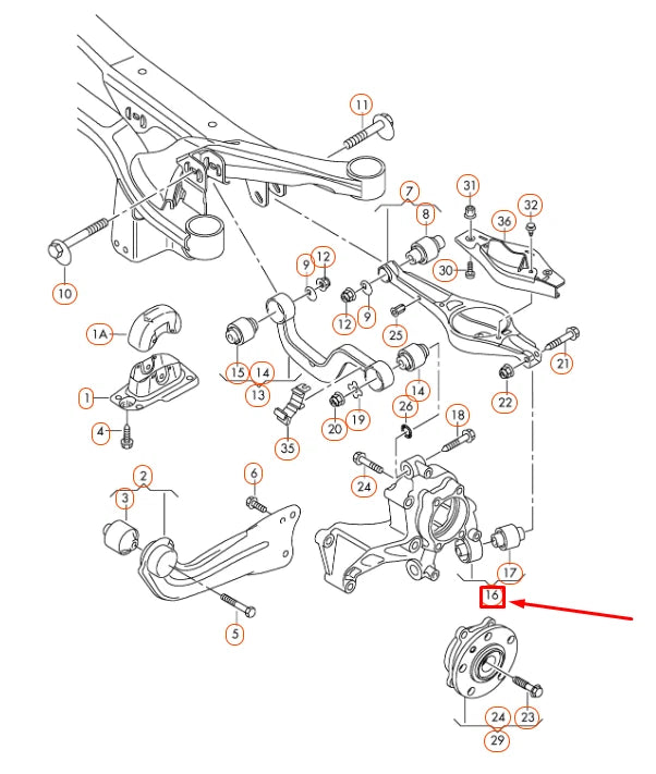 NEW AUDI A1 8X REAR LEFT WHEEL BEARING HOUSING 1K0505433 ORIGINAL