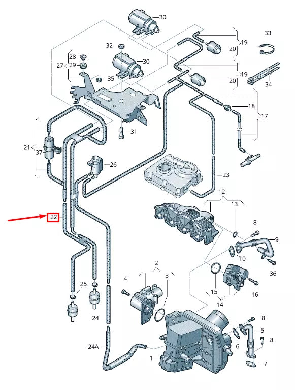 NEW VW TRANSPORTER VI T6 VACUUM HOSE 7E0133241A