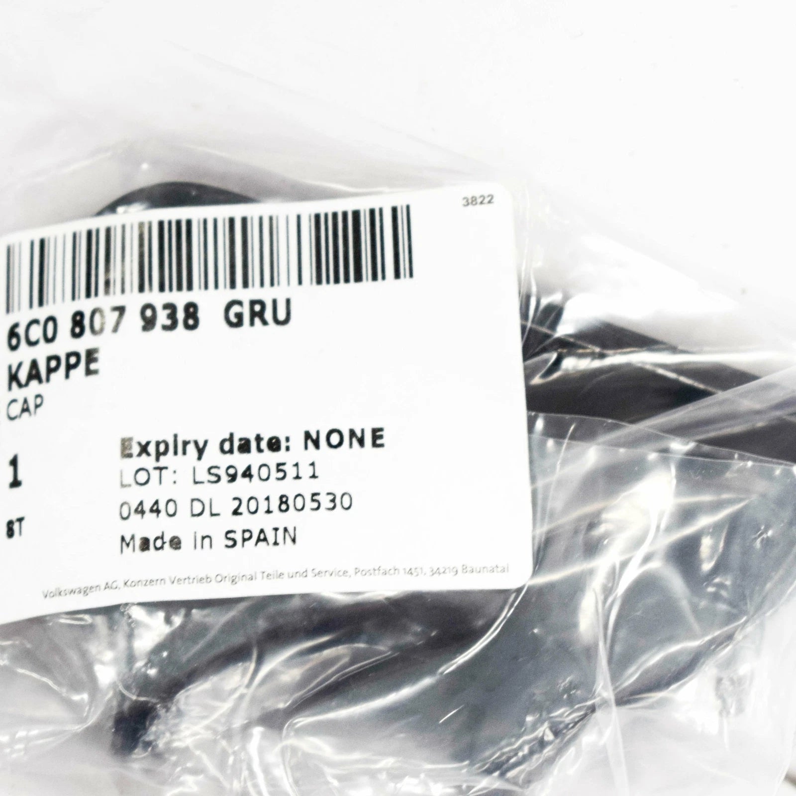 NEW VOLKSWAGEN POLO 6R RIGHT HEADLIGHT WASHER COVER CAP 6C0807938 GRU ORIGINAL