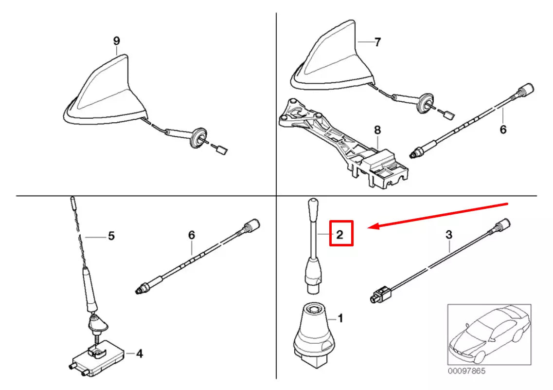 NEW BMW 5 E39 DUALBAND MOBILE PHONE ANTENNA 84506907083 6907083 ORIGINAL