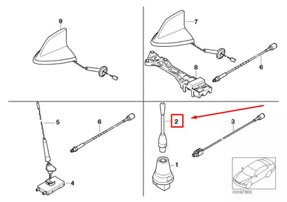 NEW BMW 5 E39 DUALBAND MOBILE PHONE ANTENNA 84506907083 6907083 ORIGINAL