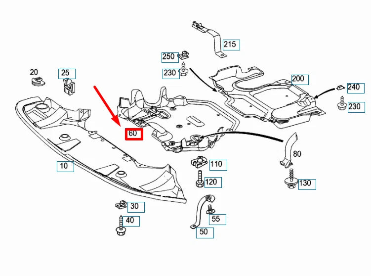 NEW MERCEDES-BENZ E W211 ENGINE UNDERBODY CENTRAL COVER A2115242130 ORIGINAL