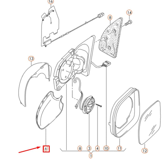 NEW VW AMAROK FRONT RIGHT DOOR MIRROR LOWER COVER CAP 7E1857604B9B9 ORIGINAL
