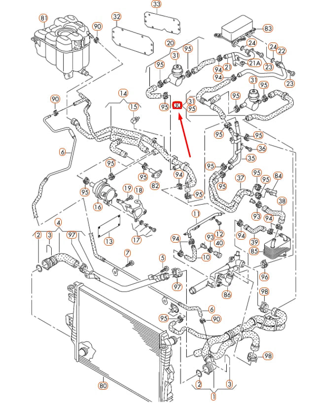 NEW VW TOUAREG 7P ENGINE COOLANT HOSE WITH VALVE 7P0122049H